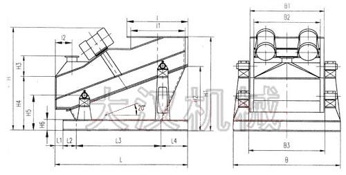 上振式直线振动筛外形图