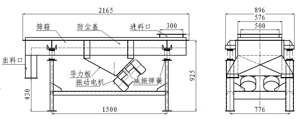 黄豆直线振动筛结构图